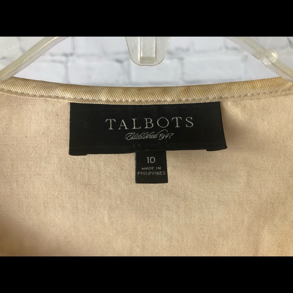 Women’s Talbots tan jacket featuring crochet floral overlay size 10 - Picture 7 of 11